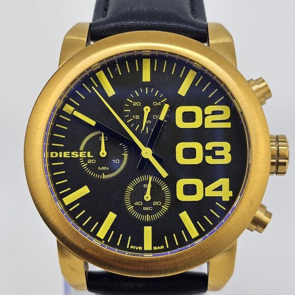 DIESEL Women Watch 40MM Black Dial New Black Leather Bands Up to 7.5\